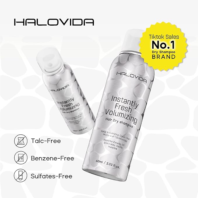 Dry Shampoo for Women, Travel Size Dry Shampoo Spray for Dark Hair Leaves No White Residue, Absorb Oils, Volumizing & Refresh Hair for 72 Hours, 2.03 Fl Oz