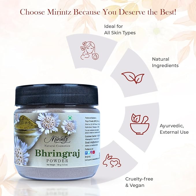 100% Natural Bhringraj Powder | (100 gms) False Daisy Powder Herbal Supplement | Eclipta Alba for Hair Growth Supplements | Karisalankanni Ayurvedic Support for Healthy Hair | Herbal Hair Mix