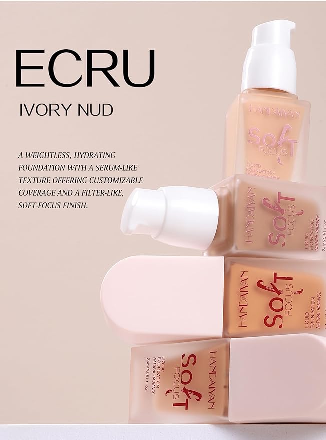Soft Focus Deep Liquid Concealer Foundation, Lightweight Hydrating High Coverage, 24h Longwearing, No Touch-ups, Even Tone & Blurs, Waterproof Matte Finish Liquid Concealer for Women, 09