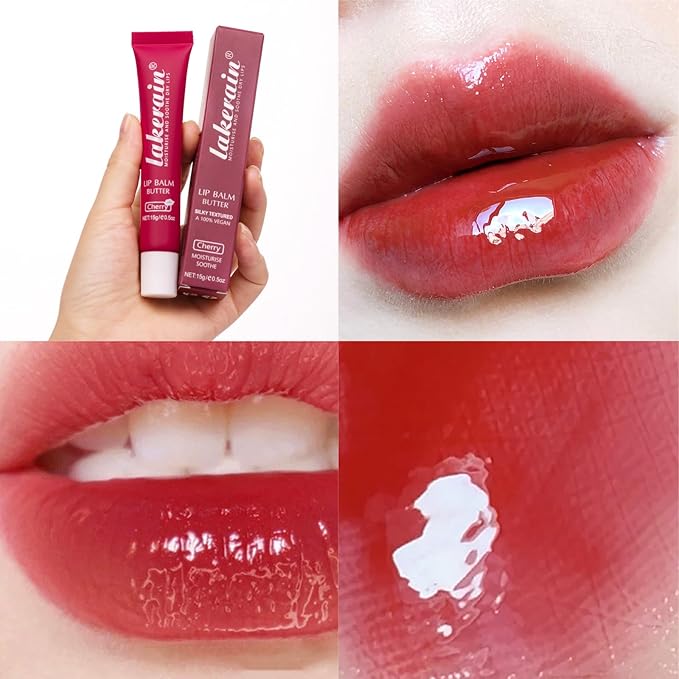 Moisturizing Lip Balm Butter for Dry Cracked Lips,Day/Night Hydrating Lip Mask, Ultra-Nourishing Lip Care Moisturizer for Soft, Smooth and Supple Lips (Cherry)