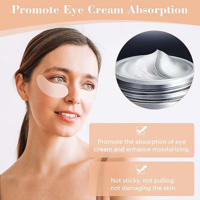 2 Pcs Under Eye Patches Silicone - Reusable Eye Patches, Eye Patches Plump Fine Lines & Wrinkles with Metal Eye Cream Applicator with Metal Eye Cream Applicator