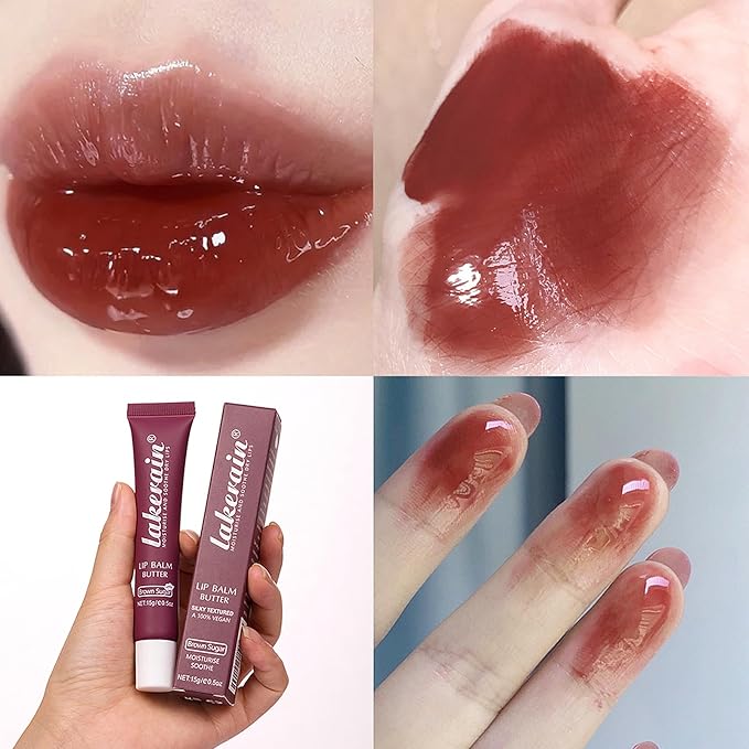 Lip Butter Balm, Day/Night Hydrating Lip Mask, Moisturizing Lip Balm Butter, Ultra-Nourishing Lip Care Moisturizer, Lip Butter Gloss Shine Lip Glow Oil Makeup#3 Brown Sugar