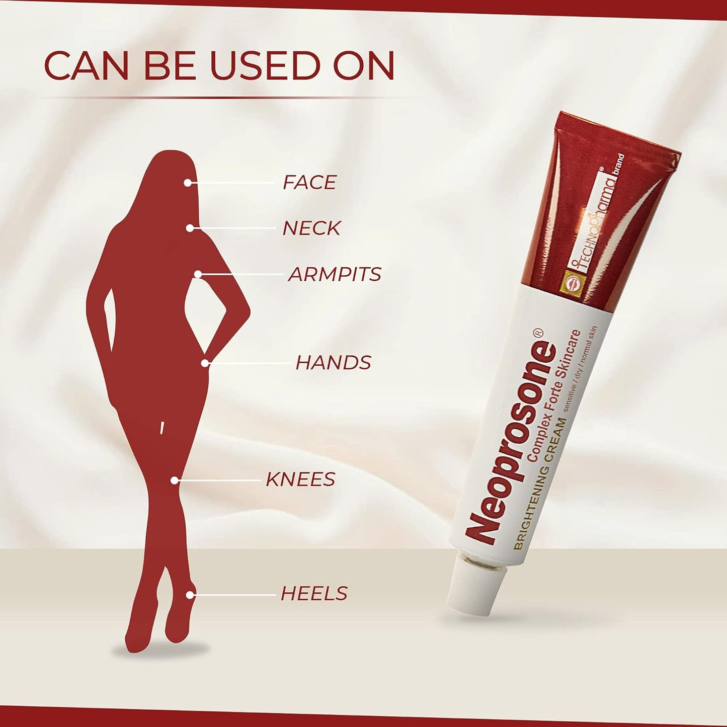 Neoprosone, Skin Brightening Cream | 1.7 Fl oz / 50 ml | Fade Dark Spots on: Face, Elbows, Knees, Body | with Alpha Arbutin, Lactic Acid, Castor Oil