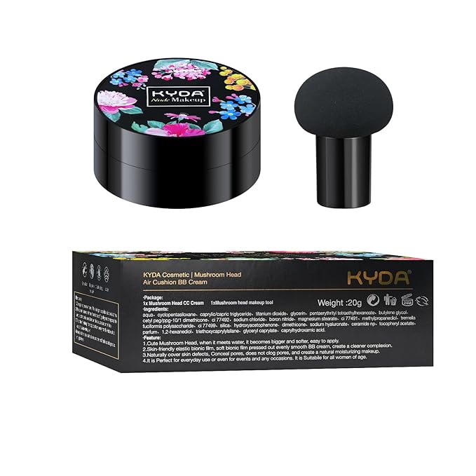 Ownest Mushroom Head Air Cushion BB Cream, Concealer Lasting Nude Makeup Moisturizing Pigment CC Liquid Foundation, Even Skin Tone Makeup Base Primer-Natural