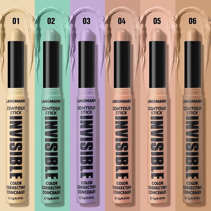 LANGMANNI Multi-Use Face Contour Stick,Highlighter & Concealer Stick, Combo Use For Correcting Color Balancing (6 Colors Set)