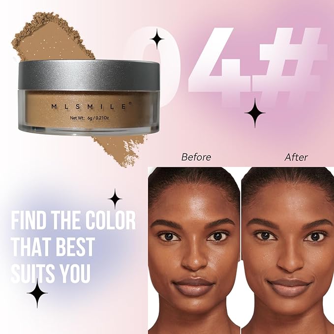 AKARY Dark Brown Translucent Setting Powder, Shimmer Finishing Powder Oil Control for Long Lasting Makeup, Lightweight Loose Powder Waterproof Makes Skin Downy, Blurring Powder for Deep Tones, 04