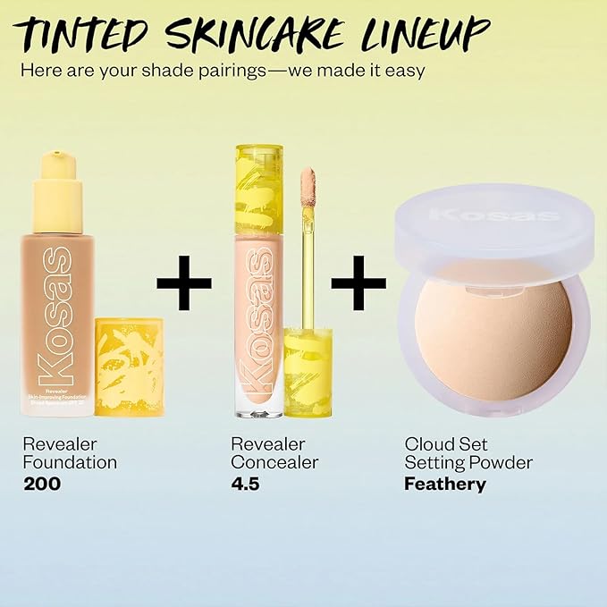 Kosas Revealer Skin-Improving Foundation with SPF 25 Protection - Hydrate, Brighten, Soothe, Plump, Protect Skin -Smoothing Texture, Natural Finish and Clean Formula - Light Medium Neutral 200