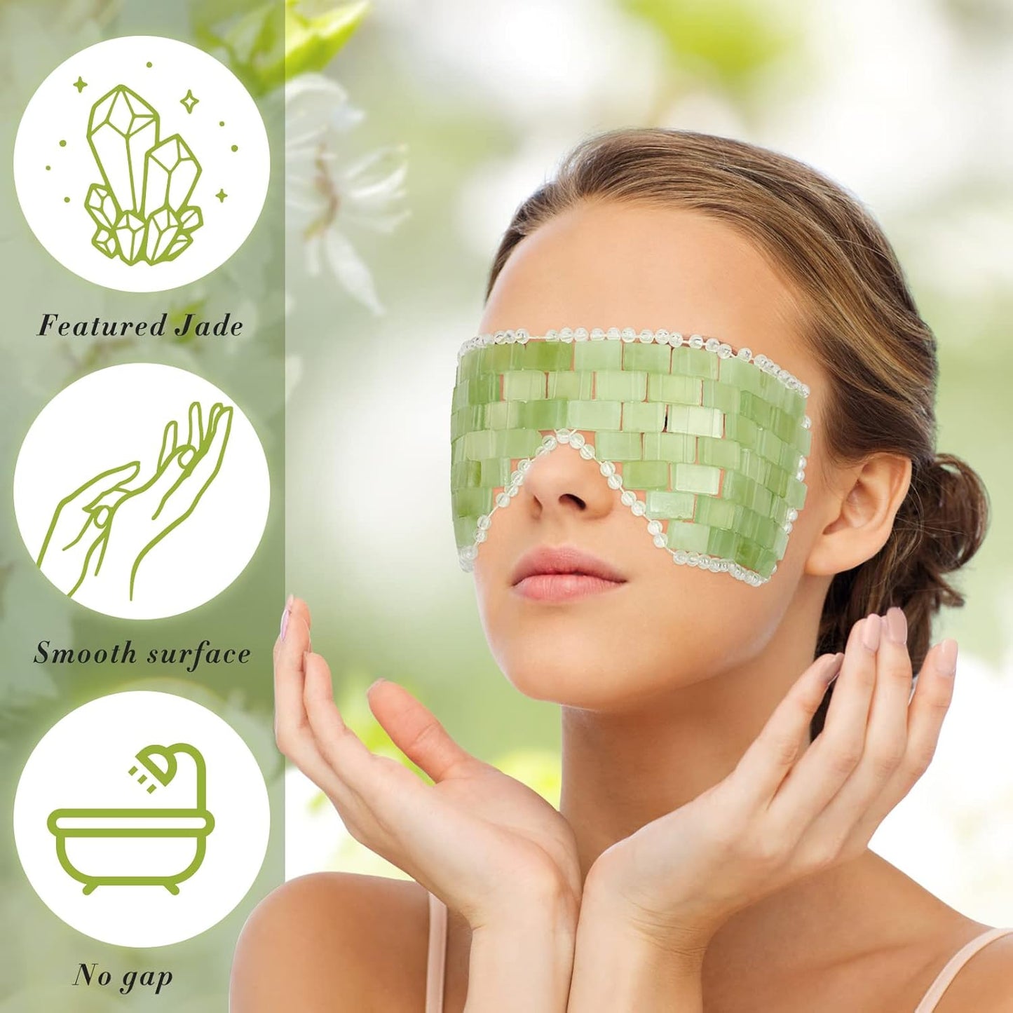 Hercicy 2 Pcs Jade Eye Mask Green Jade Stone Eye Mask Facial Cooling Mask for Alleviate Puffiness Face Massage Relax Eyes Relieve Migraine Meditation Beauty