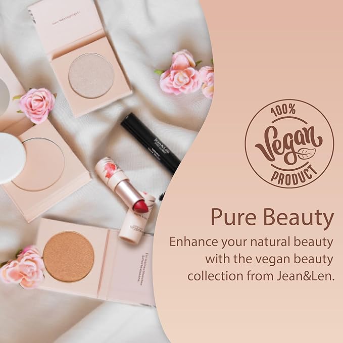 Pure 2in1 Compact Powder Feather Light 02 Sand by Jean&Len, for a flawless transition and natural look, lasts 24 hours, with organic ingredients, vegan