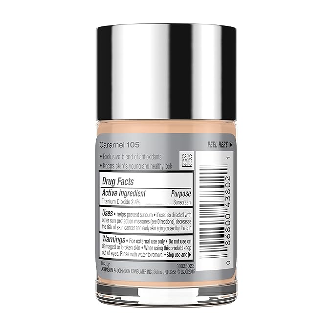 Neutrogena Healthy Skin Liquid Makeup Foundation, Broad Spectrum SPF 20 Sunscreen, Lightweight & Flawless Coverage Foundation with Antioxidant Vitamin E & Feverfew, 105 Caramel, 1 fl. oz