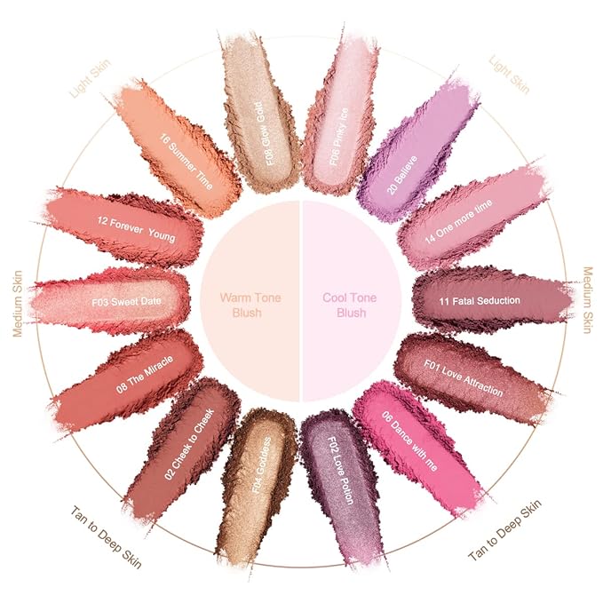 OULAC Blush Makeup Fair Skin| Highly Pigmented Powery Blush| Natural Matte Glow| Shape & Highlight Face| Cruelty-Free Blush with Rose Oil| 4.8g 16 Summer Time