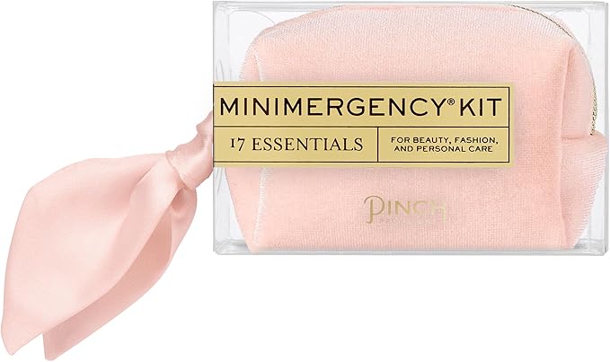 Pinch Provisions Velvet Minimergency Kit, for Her, Includes 17 Must-Have Emergency Essential Items, Compact, Multi-Functional Pouch, Gift for Parties and Birthdays