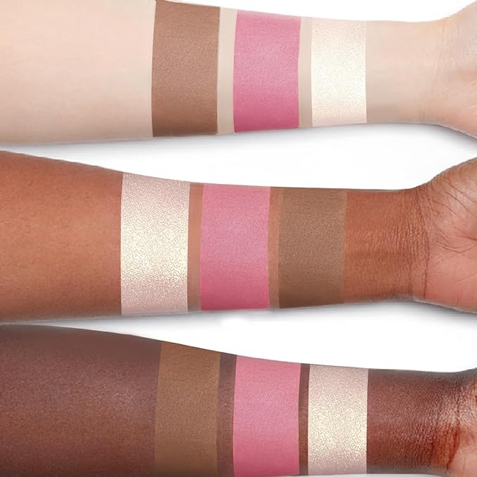 3 Pcs Cream Blush Contour Highlighter Stick for Cheeks Eyes Lips Lightweight Dewy Finish Blush Stick Waterproof Long Lasting Contour Stick Trio Wand Face Makeup Set for Girls and Women (2+5+6)