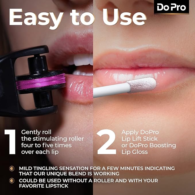 Gentle Lip Lift Stick Boost-In - Plumper Stick with Anti-Aging Stimulating Roller, Plumping Lip Stick with Hyaluronic Acid, Collagen, Vitamin C & E - Volumizing & Hydrating Lip Plumping Serum - 5ml