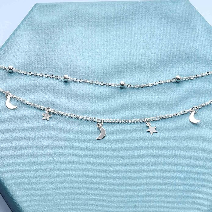 Boho Star Moon Necklace Choker Gold Layered Star Choker Necklace Crescent Moon Necklace Celestial Necklace Chain Festival Jewelry for Women and Girls