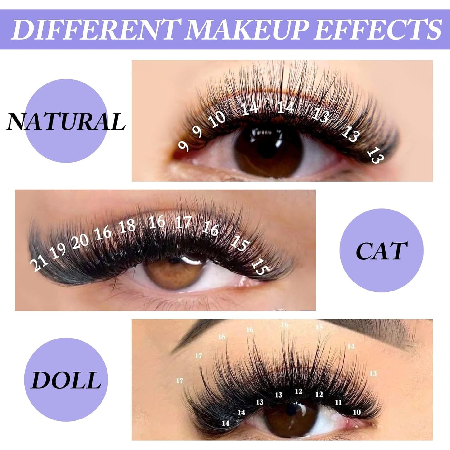 Easy Fan Volume for Lash Artists: Wendy, Handmade Fans for Eyelash Extensions, Self Fanning, Blooming, C-KH, Black, D-0.05-8-14