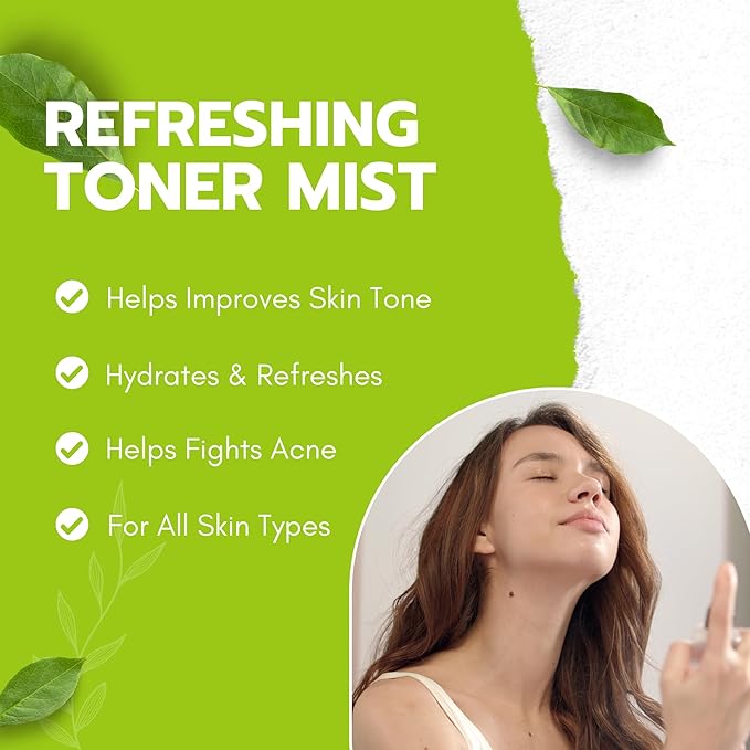 Green Tea Matcha Facial Toner Mist with Lemon, Refreshing, Moisturizing, and Soothing Face Toner, with Jojoba Oil, Castor Oil, Snail Filtrate,120ml