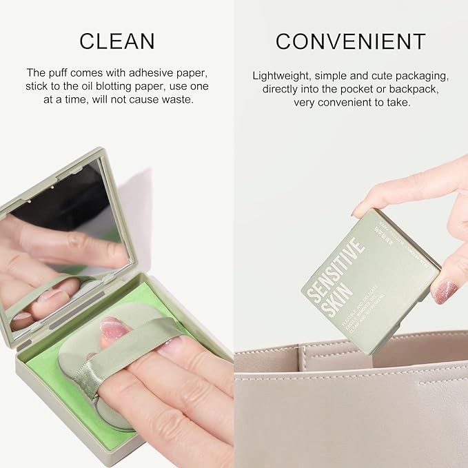 KYDA 200 Sheets Oil Blotting Paper with Mirror and Puff, Refills Included, Face Oil Absorbing Sheets, Oil Control Paper, Absorb Excess Oil, Makeup Friendly