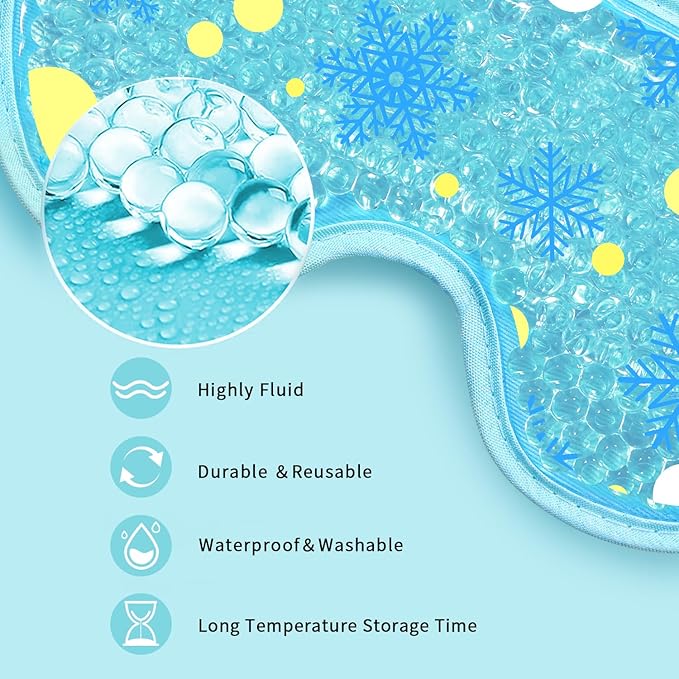 2PCS Cooling Eye Mask Gel Eye Mask, Reusable Hot Cold Therapy cold eye mask for Post Surgery, Puffiness, Dark Circles, Eye Bags, Dry Eyes, Migraines with Soft Plush Backing (Heart+Snowflake)