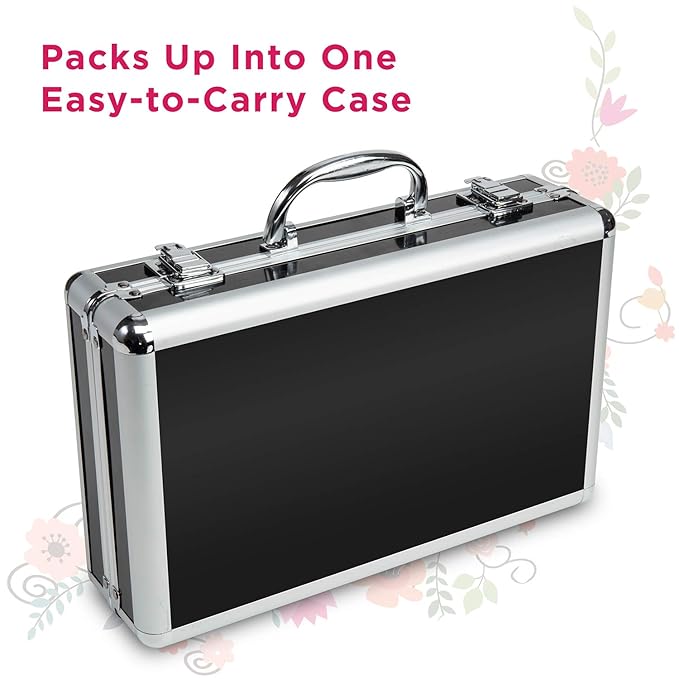 Makeup Kit Set - 32 Eye Shadows 6 Lip Glosses 2 Lip Gloss Wands 2 Lipsticks 1 Face Powder Duo 1 Blush Powder Duo 1 Mascara - Case with Carrying Handle