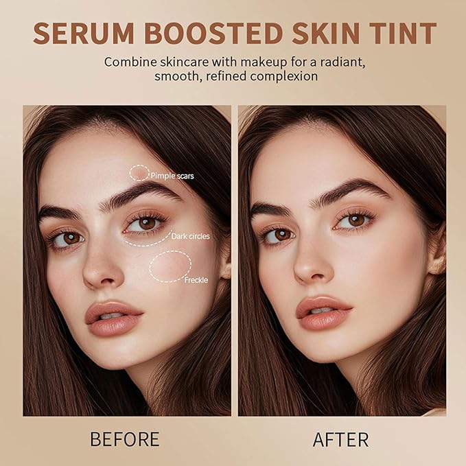Multi-Use Foundation Stick Beauty Balm Serum Boosted Skin Tint, On-The-Go Tinted Solid Serum, Lightweight and Buildable Creamy Skin Tint Stick Makeup, Natural Finish(03#)