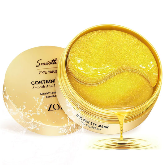 24K Gold Under Eye Patches-120 Pcs,Eye Mask Pure Gold Anti-Aging Collagen Hyaluronic Acid Under Eye Mask for Dark Circles, Puffiness & Wrinkles Refresh Your Skin（Gold）