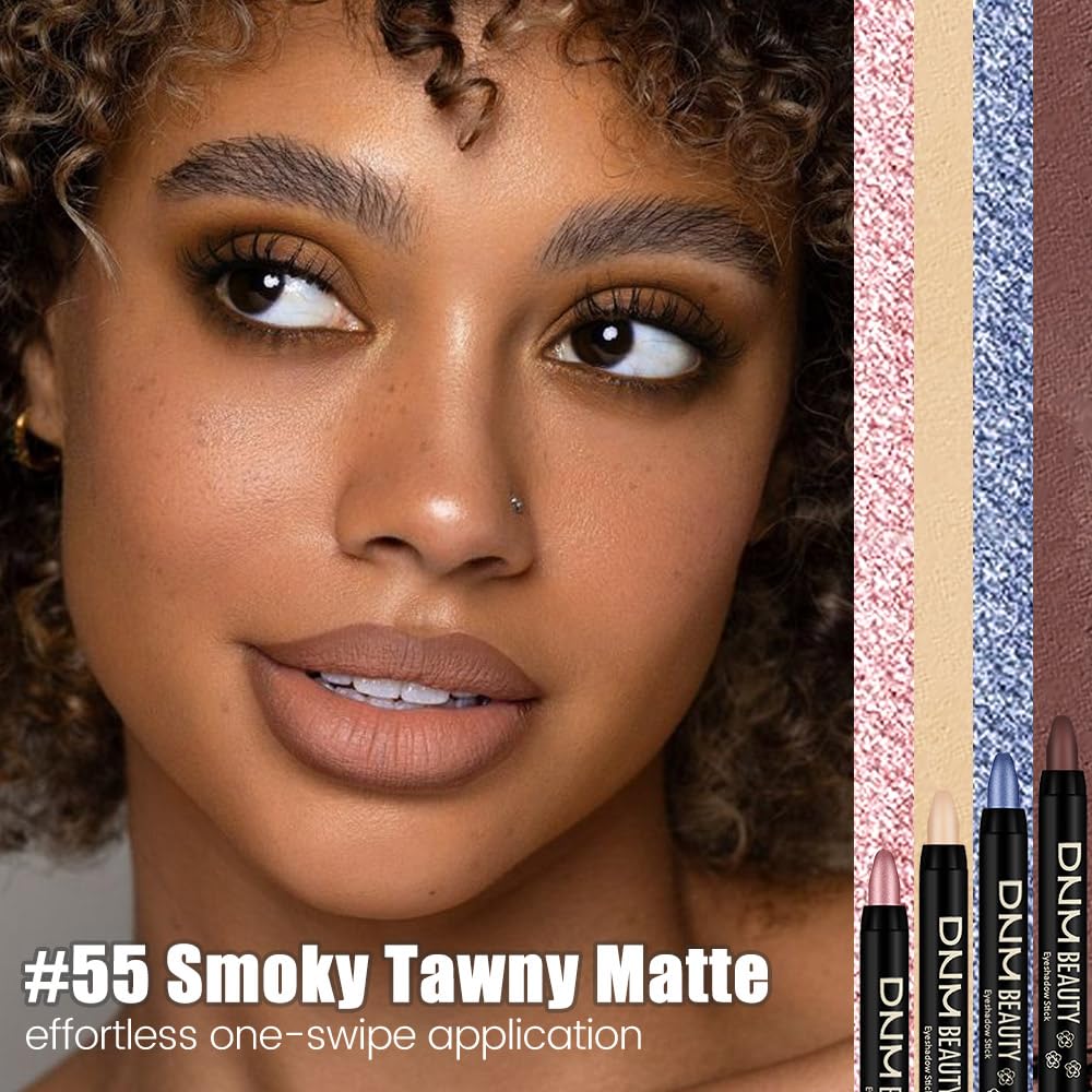 evpct Nude Brown Matte Cream Eye Shadow Sticks Brightener Pencils for Women, Nude Brown Silky Eyeshadow Applicator Stick Pen Waterproof, Blendable Crease-Proof Stick Eyeshadow Matte Eye Makeup 55