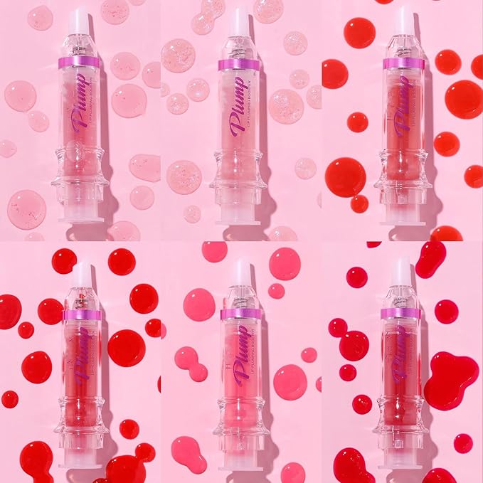 Lip Plumper 6 Colors Moisturizing Glossy Plumping Lip Gloss Long Lasting Hydrating Natural Lip Plumper for Women Girls (Color 04)