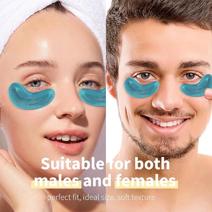 Premium Under Eye Patches, Gel Eye Patches Hydrating & Refresh for Puffy Eyes, Under Eye Bags & Dark Circles, Natural Collagen Eye Gels Pads, Crystal Anti-Aging Eye Mask (Light blue)