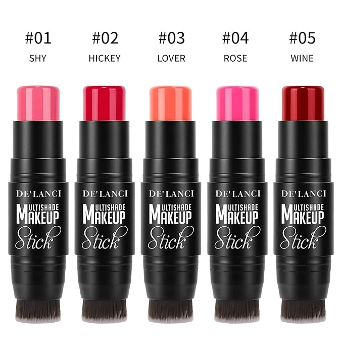 Creamy Blush Stick With Brush for Mature Skin/Lip/Eyes,Lightweight Luxuriously Blendable Rose Color Matte Multi Blush Stick for All Ages, Long Lasting Waterproof Cream Blush for Cheeks/Face #2