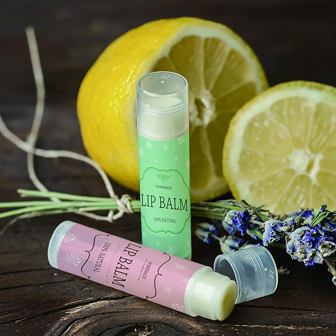 CRASPIRE Lip Balm Labels 80pcs Homemade Lip Balm Labels 2” Clear Lip Balm Labels for Tubes Printable Waterproof Lip Balm Stickers Labels for Lip Balm Handcream Candle Container（British Style-Color）