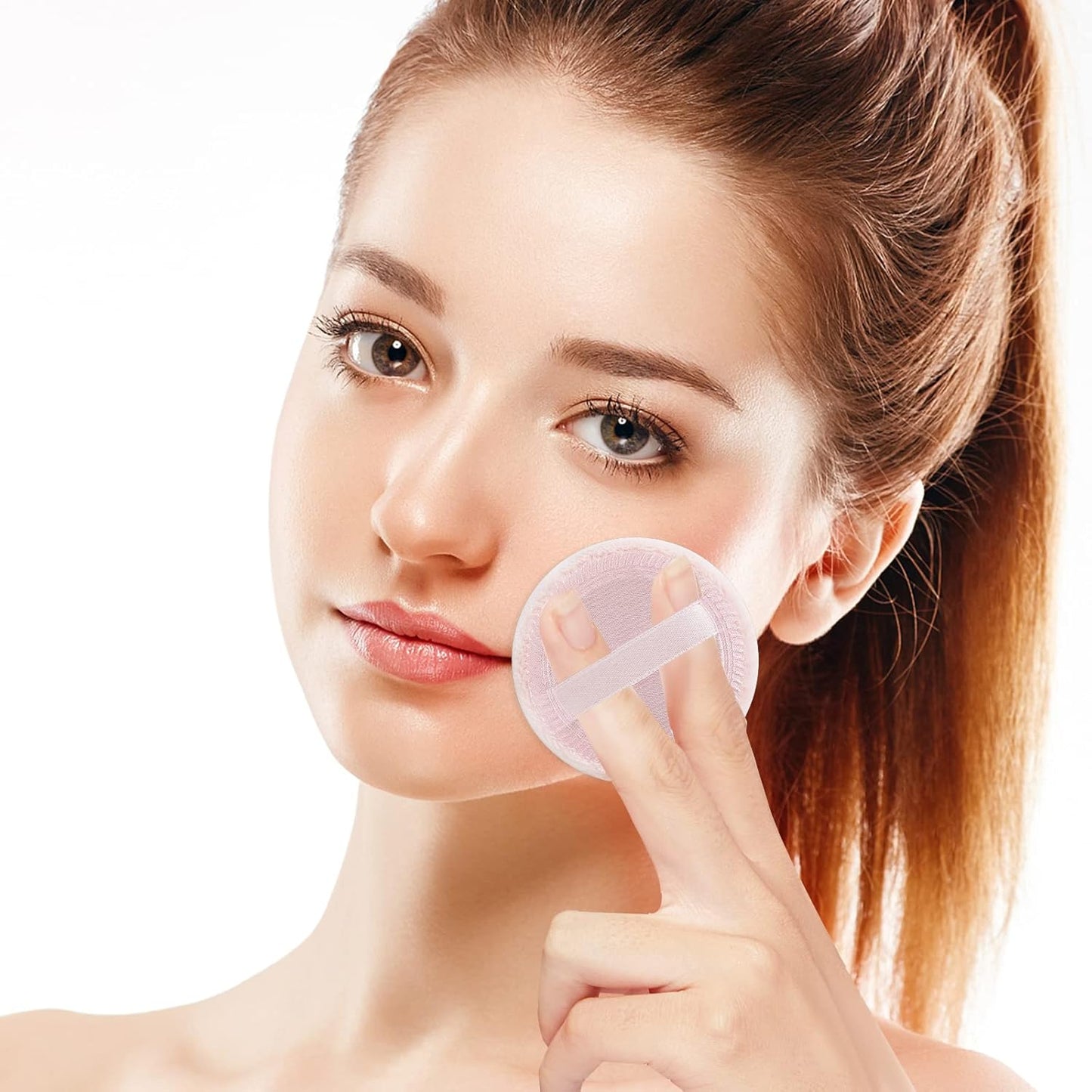 12PCS Makeup Powder Puffs Pink Cotton Powder Puffs Round Powder Puff for Makeup Face Powder Velour Puffs for Loose Powder Washable (pink+skincolor-12pcs)