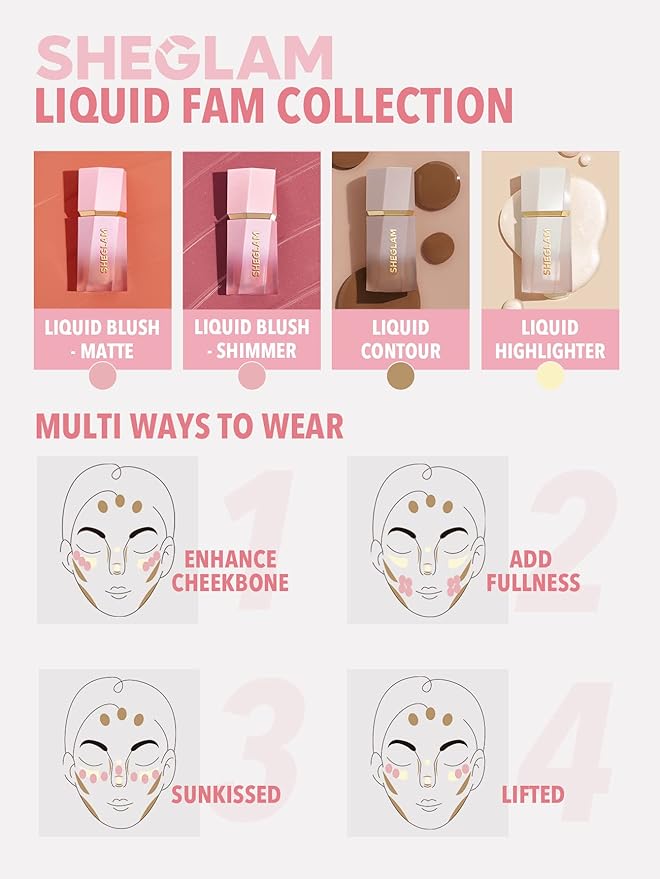 SHEGLAM Color Bloom Dayglow Liquid Blush Makeup for Cheeks Shimmer Finish - Float On