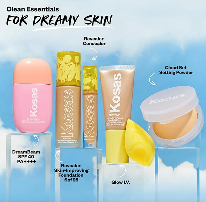 Kosas Mini Cloud Set Face Setting Powder - Smoothing Shine Control, Soft, Sheer Setting Translucent Makeup Finish, Portable & Long-Lasting (Breezy)