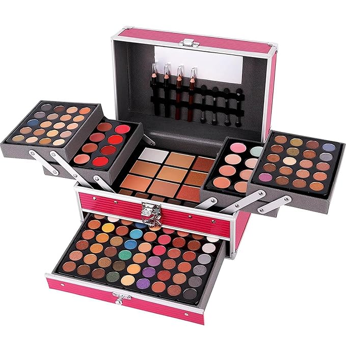 132 Color All In One Makeup Kit,Professional Makeup Case,Makeup Set for Teen Girls,Makeup Palette,Multicolor Eyeshadow Kit (006N1-Pink)