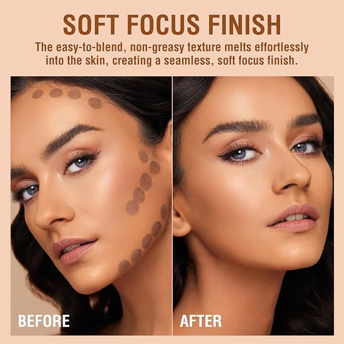 Liquid Contour Stick, Soft Cream Contour Makeup, Liquid Bronzer Face Concealer Matte Contouring with Cushion Applicator, Long Lasting Silky Face Contour Cream Bronzer Contouring Makeup (103)