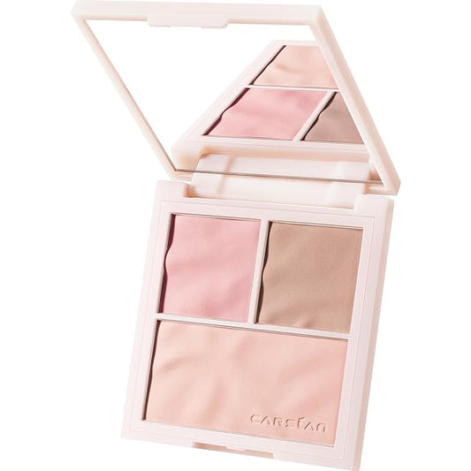 3 Colors Blush Palette For Cheek Makeup, Matte Blush Powder Blendable Face Blush,12H Longlasting, Lightweight, Smooth Pink Blush, Wonderland Pink, 0.37Oz