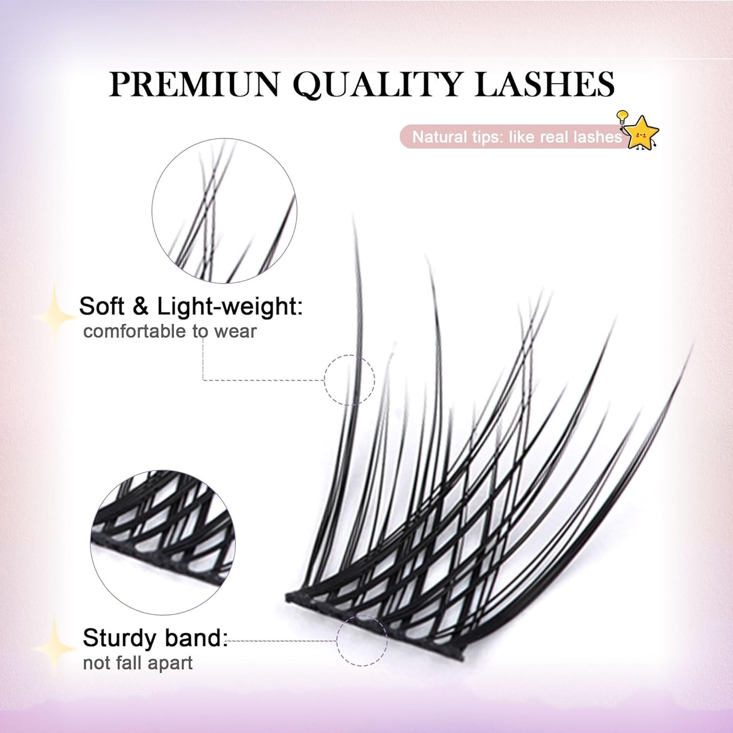 GAQQI Lash Clusters, GQ03 False Eyelashes DIY Lash Extensions C Curl 168PCS Cluster Lashes 12MM, Wispy and Natural Lash Wisps (GQ03,12mm,C Curl)