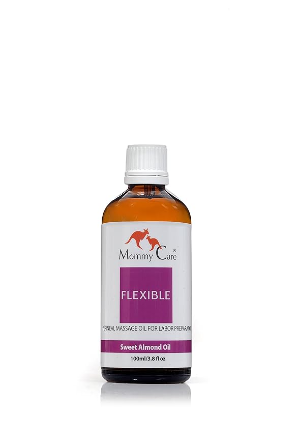 Mommy Care Perineal Massage Oil Labor Preparation, Flexible Perineal Massage Oil, Sweet Almond Oil For Pregnancy and Postpartum Recovery 100ml/3.38 fl.oz Certified Organic All Natural
