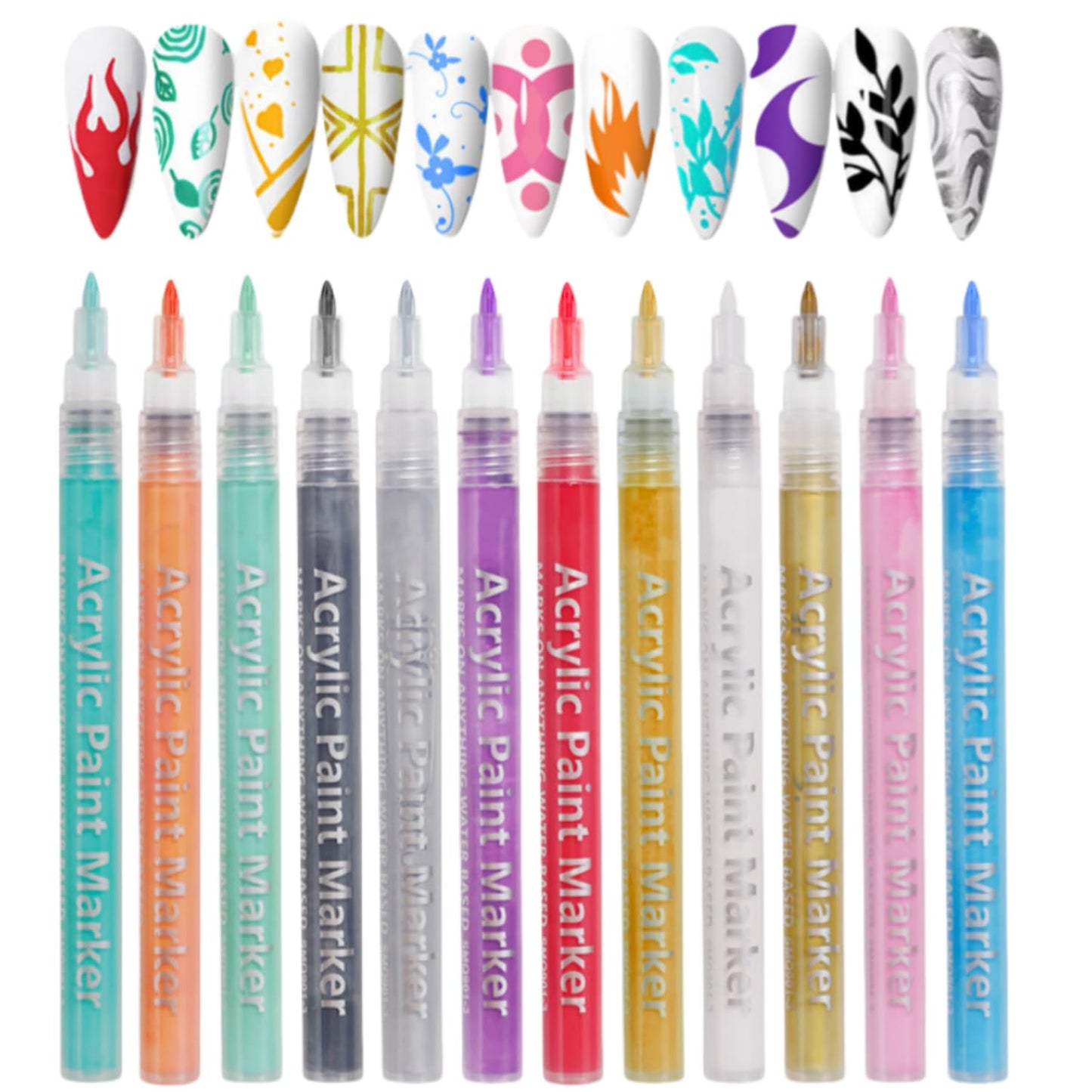Nail Polish Pens Set, Nail Art Pens, Nail Pencil, DIY Drawing Painting Pen, for Nails DIY (3 black+3 White)