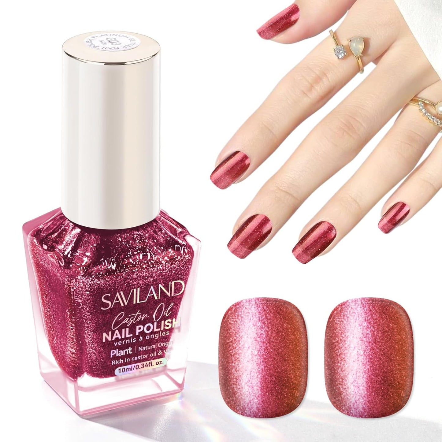 SAVILAND Color Artistry Chameleon Nail Polish - 7 Days Shimmer Dark Purple to Gold Color Shift Fast Dry Fingernail Polish, Metallic Sparkly Shiny Nail Lacquer Nail Art Salon Home
