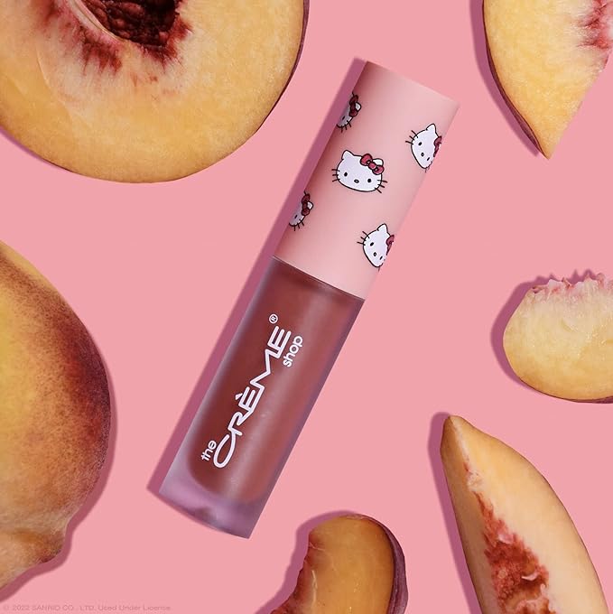 The Crème Shop x Hello Kitty Kawaii Kiss Hydrating, Rejuvenating Lip Oil with Nourishing Jojoba, Vitamin E & Luxurious Jelly Formula - Peach-Flavored (Tinted)