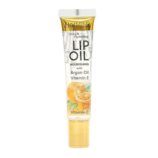 HerMINE Nourishing Lip Oil with Argan Oil & Vitamin E Clear Long Lasting Hydrating Lip Moisturizing Gel 15g / 0.52oz (Vitamin C)
