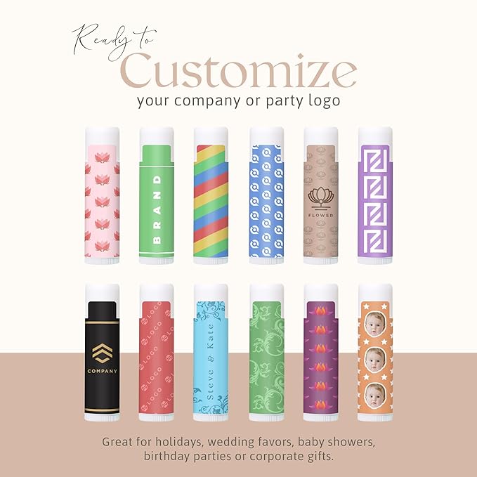 Lip Balm Bulk Unlabeled - Made in USA Bulk Chapstick - Natural Ingredients Vitamin E Shea Butter - Custom Chapstick Bulk For Party & Wedding Favors (200 Count, Honey)