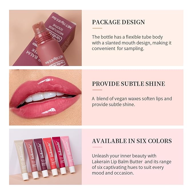 Lip Butter Balm, Day/Night Hydrating Lip Mask, Moisturizing Lip Balm Butter, Ultra-Nourishing Lip Care Moisturizer, Lip Butter Gloss Shine Lip Glow Oil Makeup#1 Vanilla