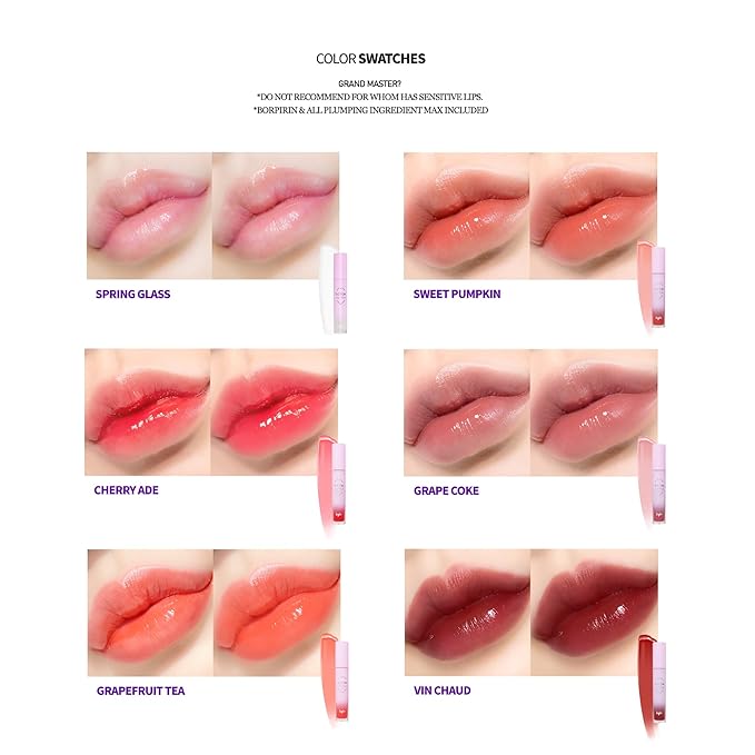 keybo Lip Plumper Dotom Lip Plus 16 Colors, 3 Steps Extreme Plumping Clear Lip Gloss by Essence Lip Care Oil & 16 Color Tints from Korean Makeup (31. Grand Master-Spring Glass)