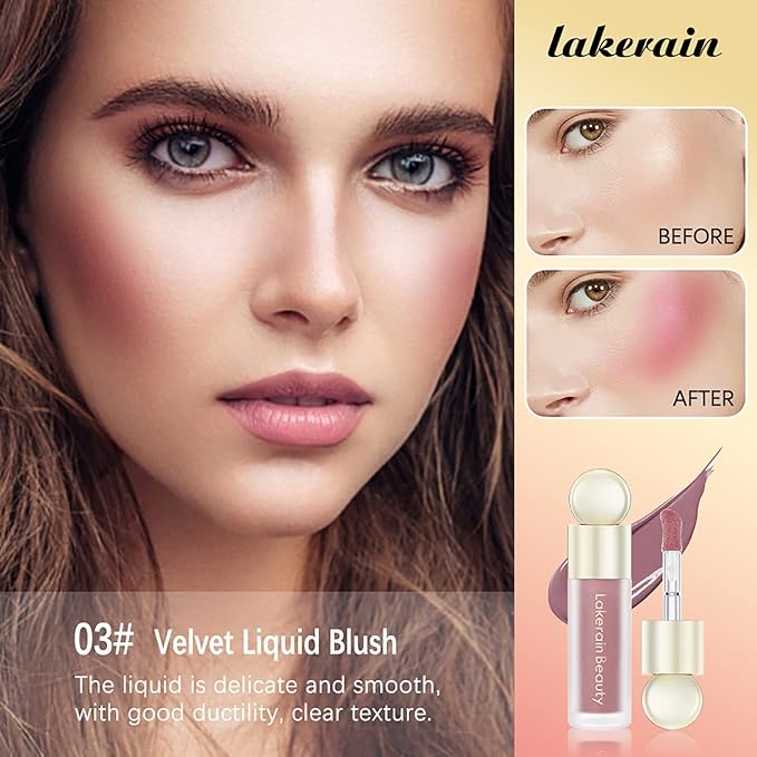 Liquid Blush, Soft Cream Liquid Blush for Cheeks, Light Weight,Long Lasting, Smudge Proof, Natural-Looking, Dewy Finish, For Natural-looking Flush & Everyday Wear(03#)