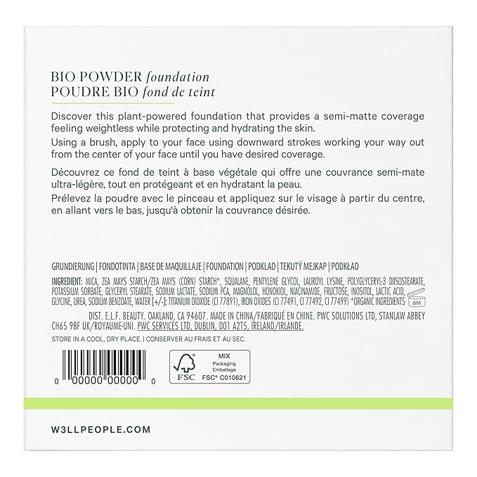 Well People Bio Powder Foundation, Lightweight & Hydrating Foundation For Perfecting & Smoothing Skin, Semi-Matte Finish, Vegan & Cruelty-free, 11C