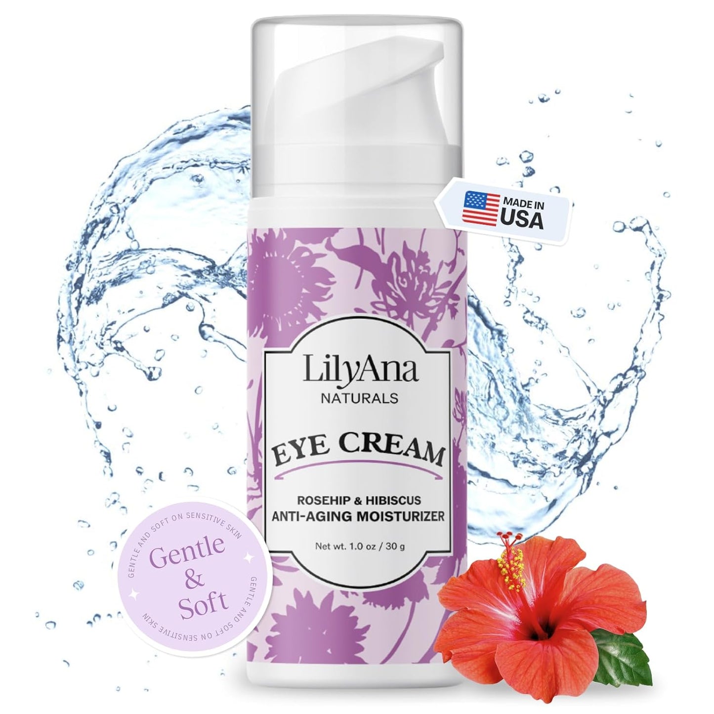 LilyAna Naturals Eye Cream for Dark Circles and Puffiness, Under Eye Cream for Wrinkles and Bags, Anti Aging Eye Cream helps Improve Dryness and Sensitive Skin - 1 oz - Made in USA
