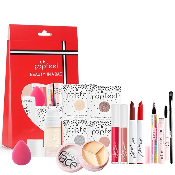 All in One Makeup Kit, Full Starter Essential Makeup Kit for Women Beginners Includes Foundation Concealer Lipgloss Mascara Eyeliner Pencil Powder Shadow Set